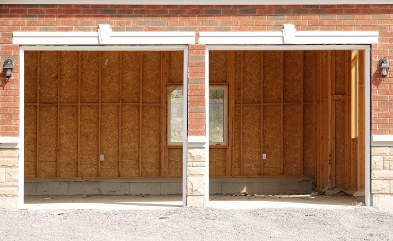 Unfinished double garage