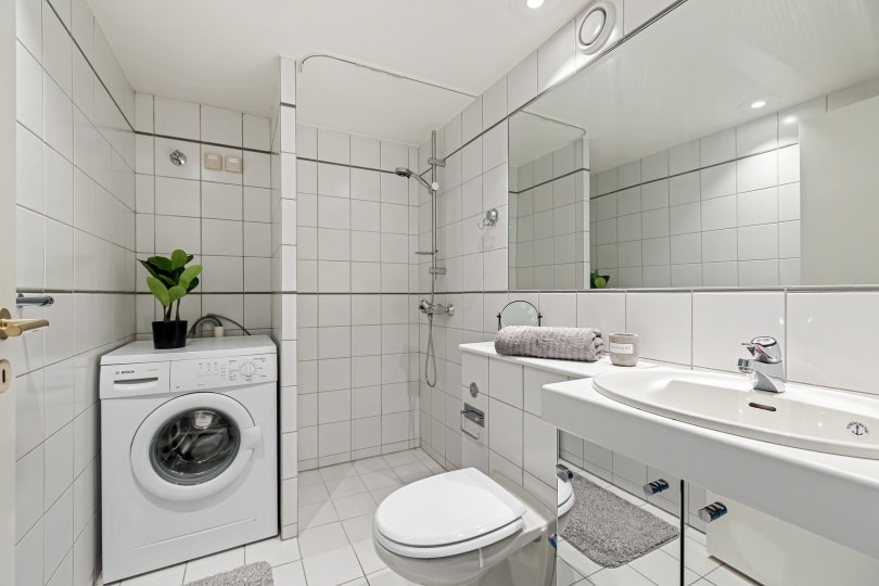 washing machine in bathroom