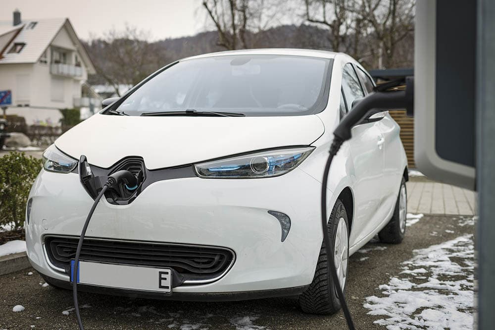 white electric car