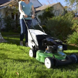 woman using Lawn-Boy 17732 Self Propelled Lawn Mower