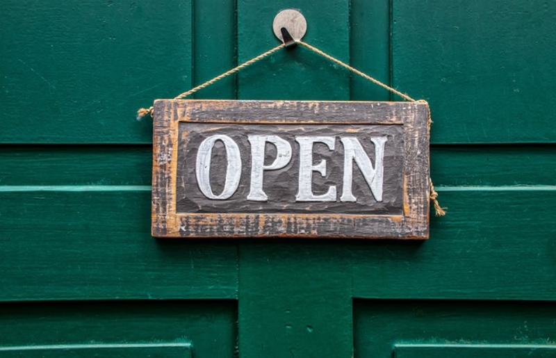 wood open Engraved Sign