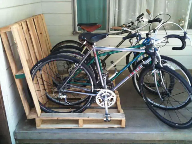 reusing old wooden pallets as bike racks